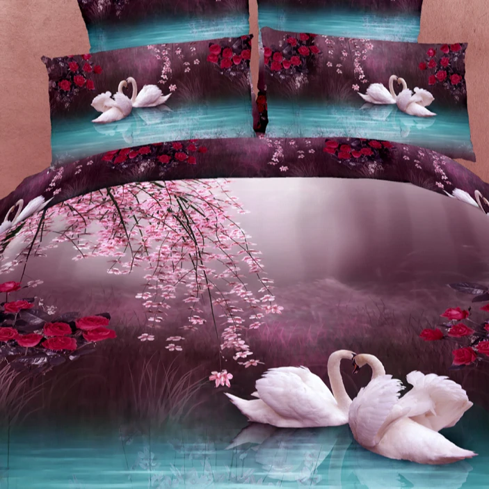 China comfortable king size sheet and 3d bedding covers printed duvet cover set for sales