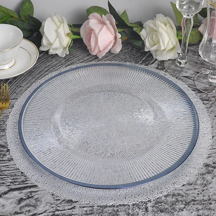 Wholesale transparent plastic clear dinner charger plates for wedding event party decoration
