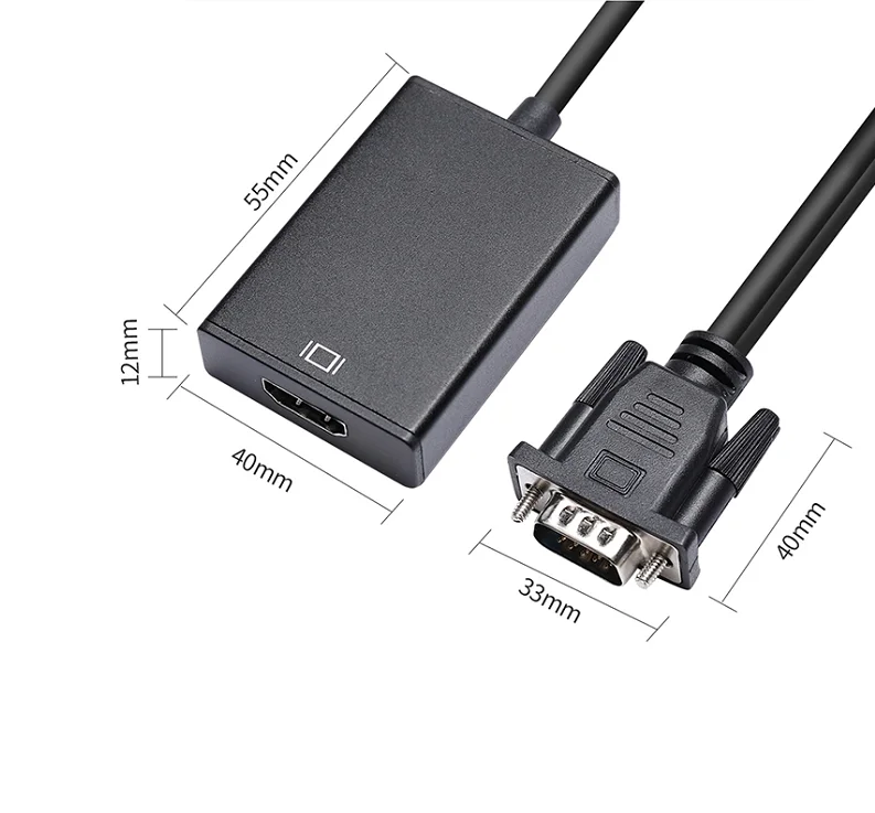 Full HD 1080P  With Audio Cable  VGA Male To HDTV Female Cable VGA to HDTV Converter For PC TV Box
