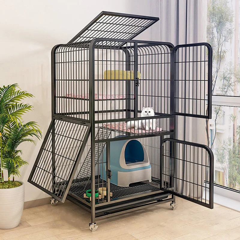 Double-Door Steel Foldable Dog Crate Heavy-Duty Small to Medium Pet Dog Cage Animal Pattern Live Usage Fence Box Packing Cats
