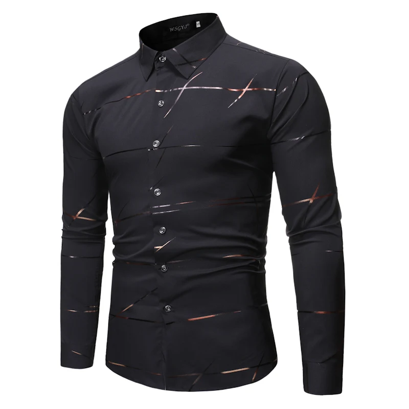 
2020 New Fashion Long Sleeve Shirt Solid Slim Fit Male Social Casual Business Red Wine Black Navy Dress Shirt 