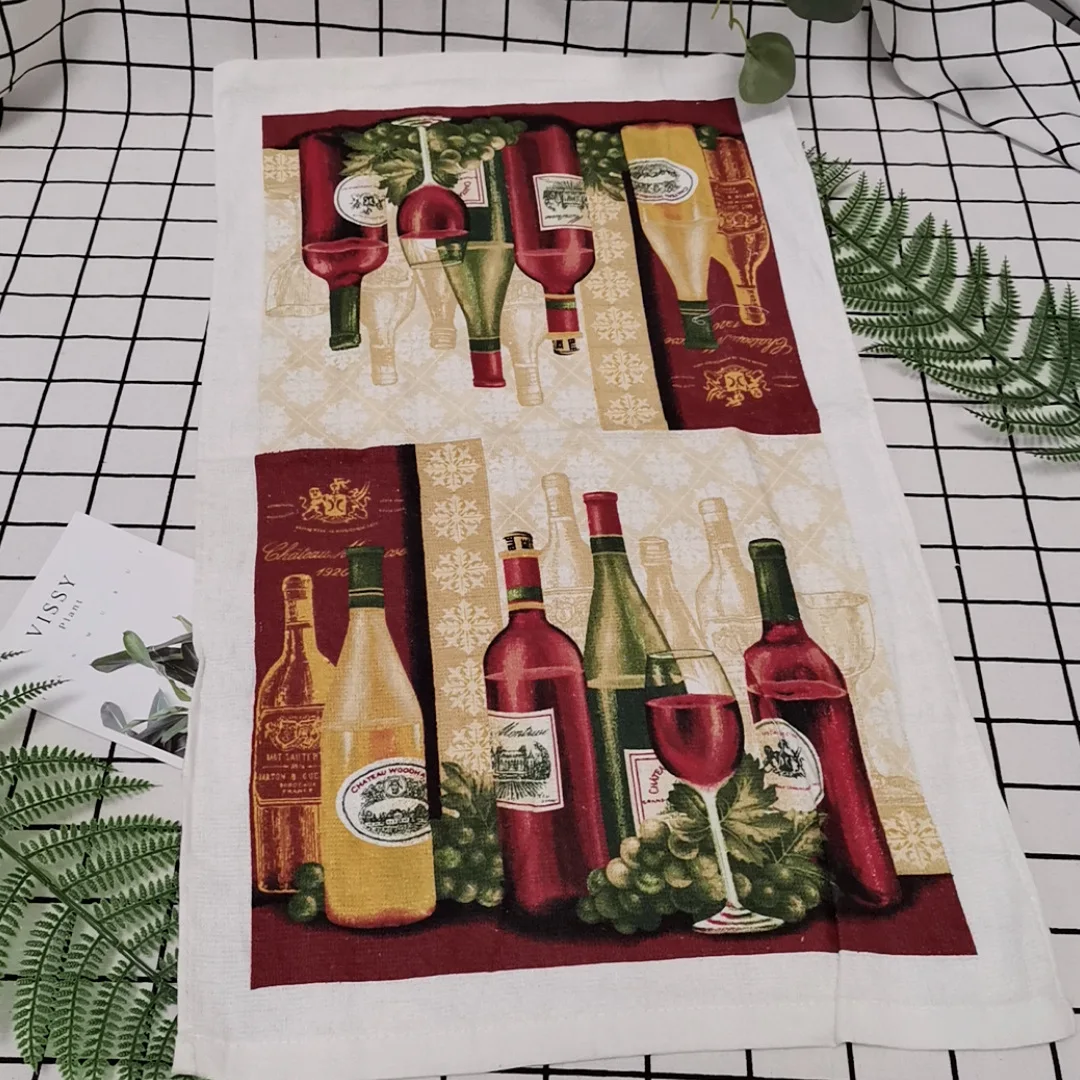 2022 Latest Hot Selling Water Absorbent Custom Design Floral Printed Cotton Fabric Linen Kitchen Christmas Gift Tea Towel