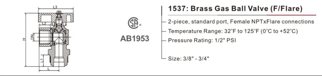 Manufacturers 3/8 3/4 Inch Female NPT Brass Gas Valve Ball Valve gas valve