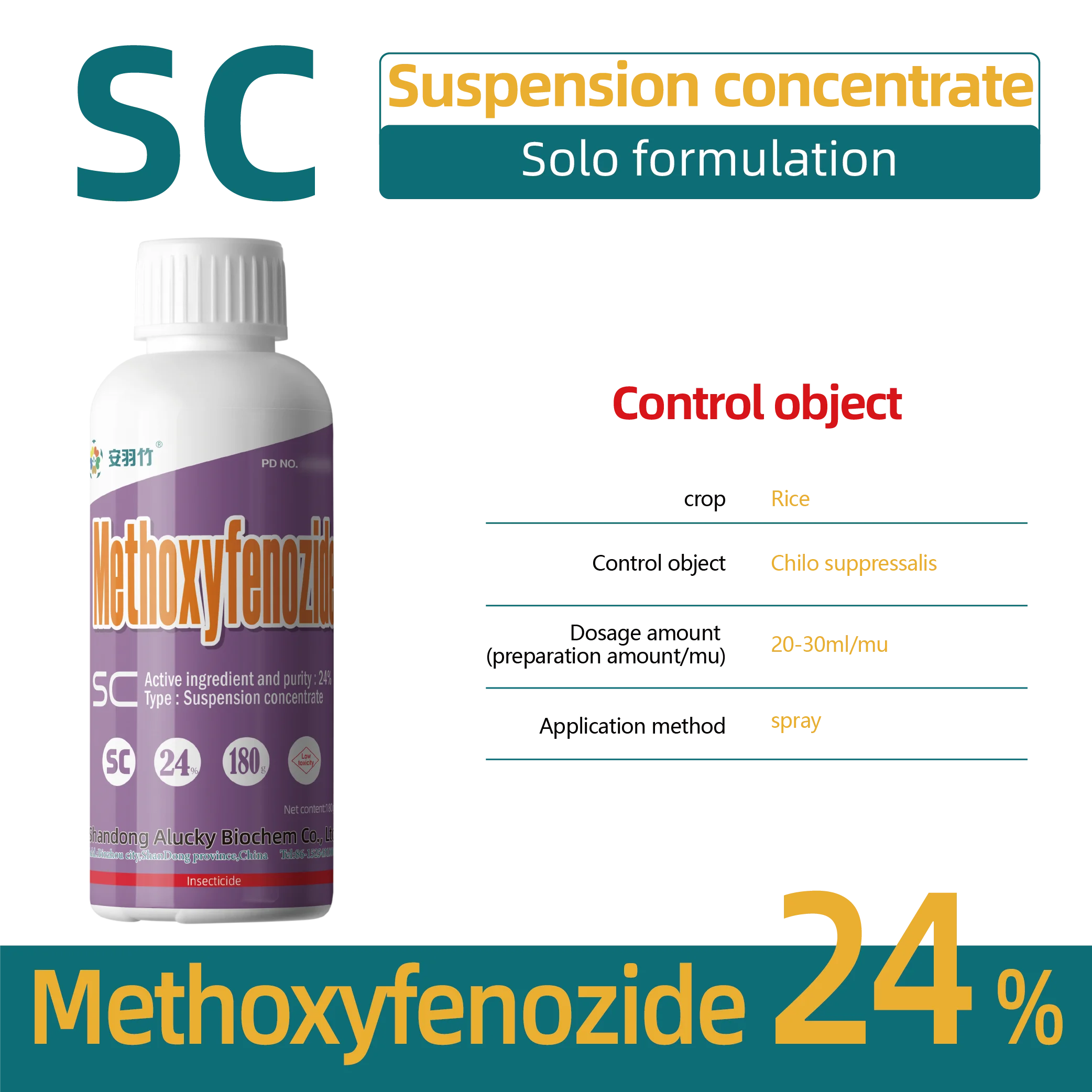 Pre-mixture Suspension concentrate SC 161050-58-4 Methoxyfenozide insecticide Indoxacarb 15% Methoxyfenozide 20% SC