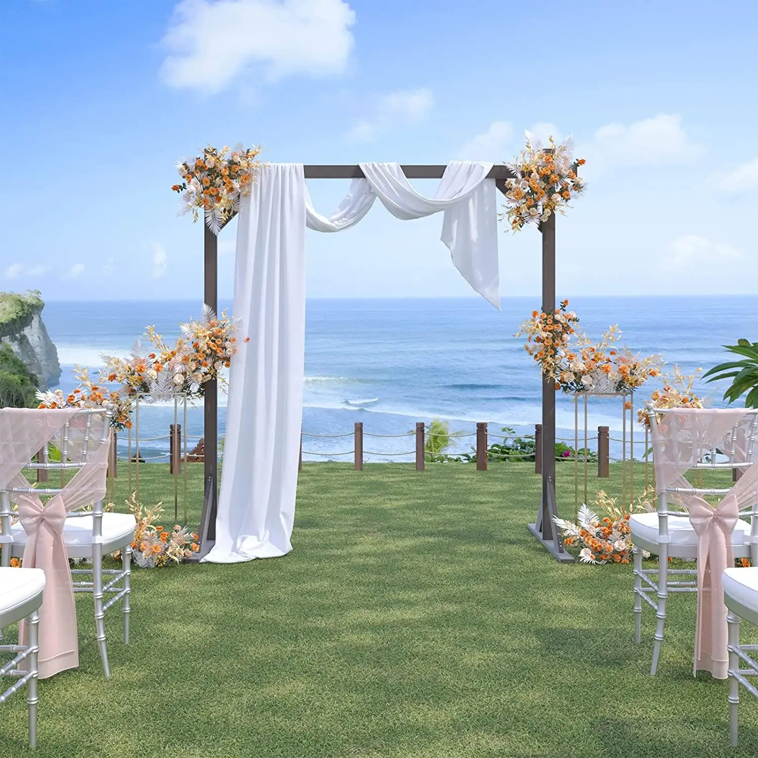 7 FT Rectangle Wood Wedding Arch Square Wooden Arch for Wedding Decoration