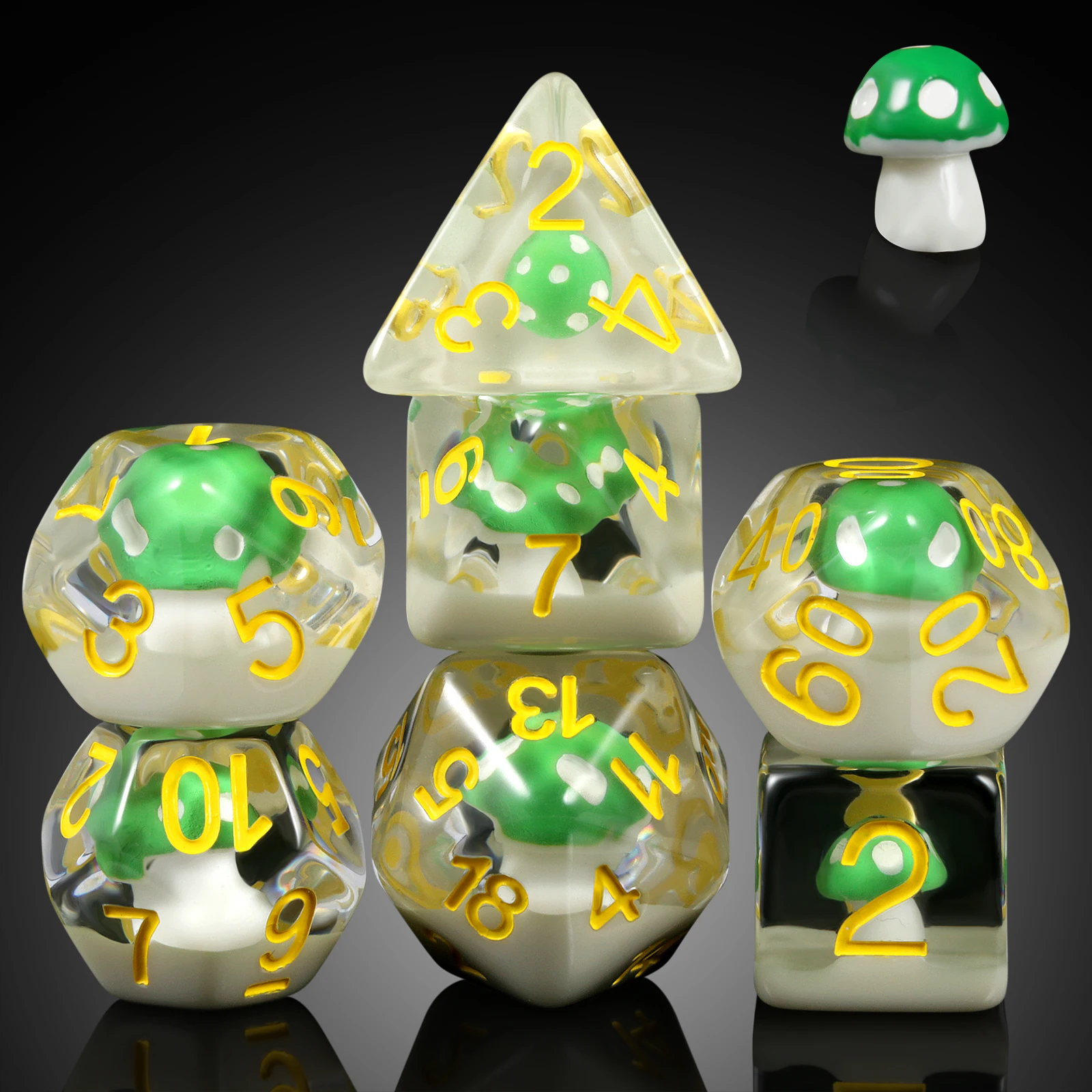 Mushrooms D&D Dice 7PCS Resin DND Dice RPG Dice Set for Dungeons and Dragons Role Playing Games and Tabletop Games