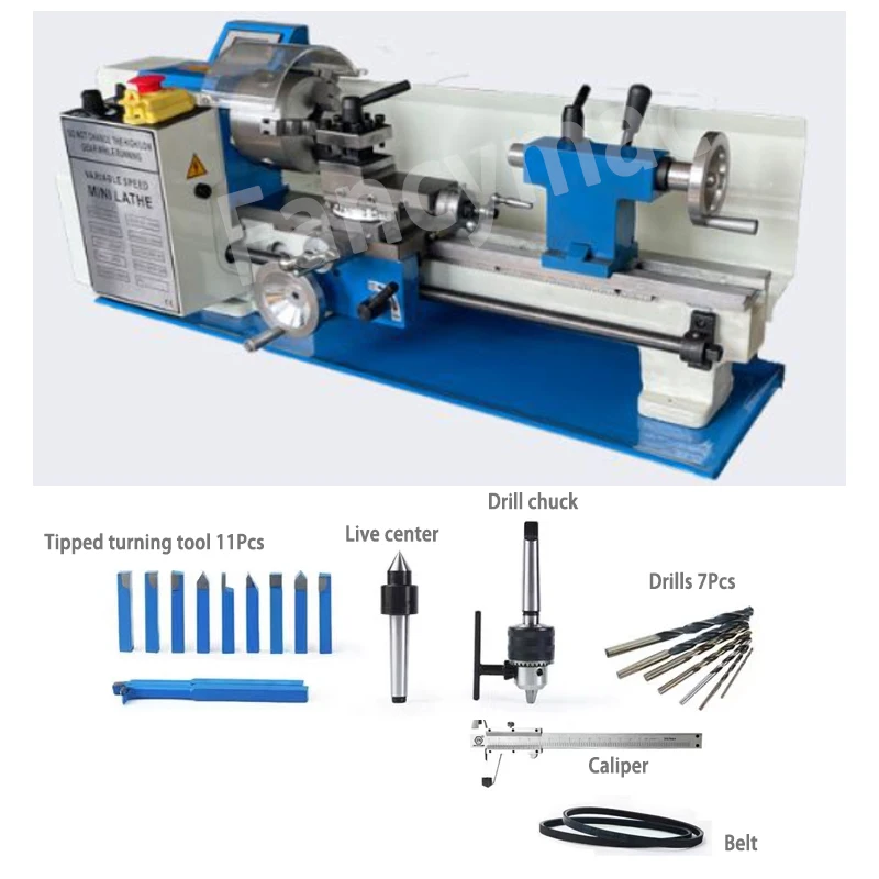 CJ0618 700W 7x13 Inch Brushless Small Lengthened Metal Lathe for Home Using  Wood Lathe Metal Mini Bench Lathe Machine