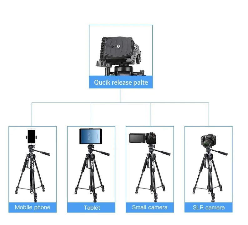 zomei Lightweight Tripod ZM1200 Camera Tripod stand for phone, ring light with tripod smartphone
