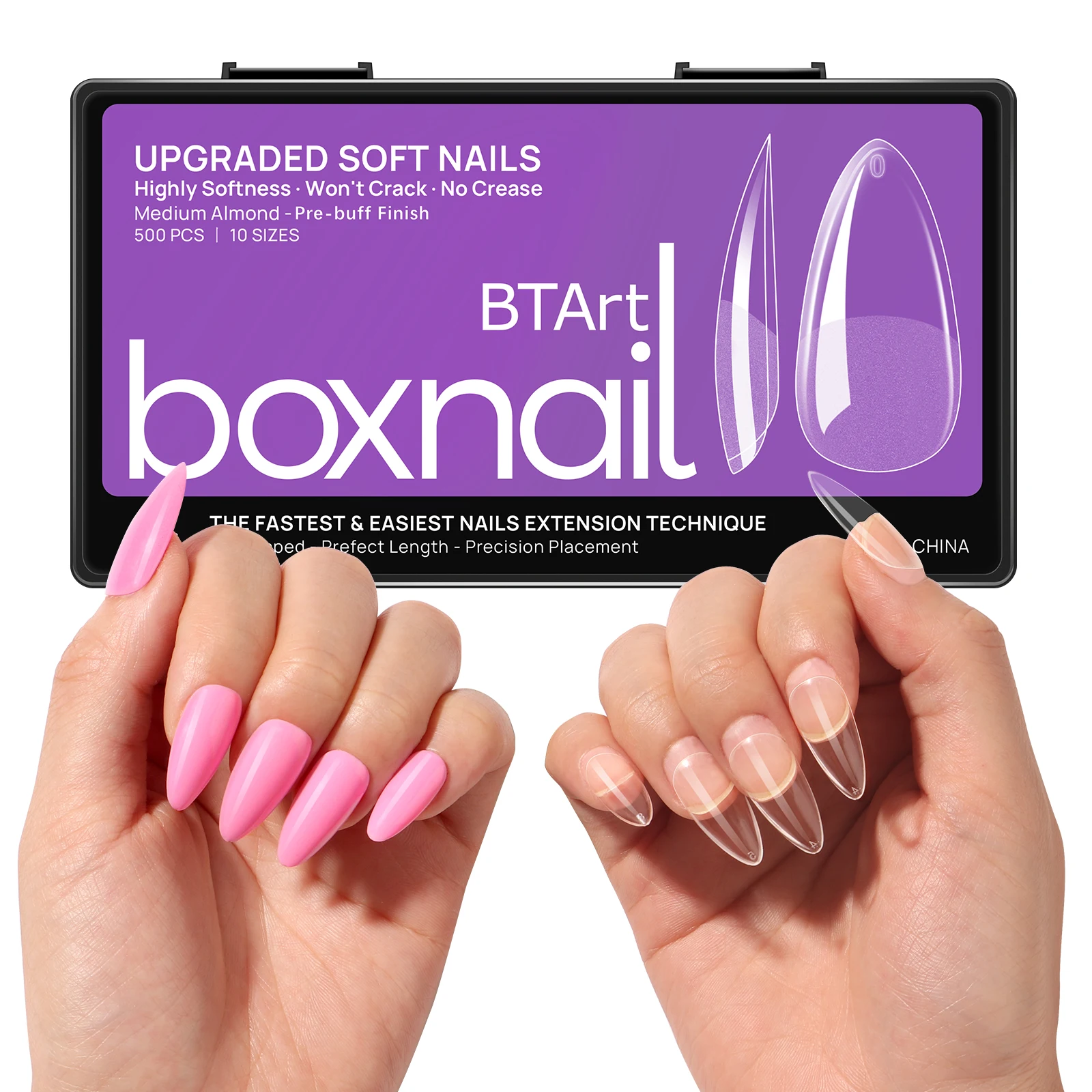 Искусственные накладные ногти btatbox отмачиваемые матовые прозрачные акриловые миндаль полное покрытие Типсы для