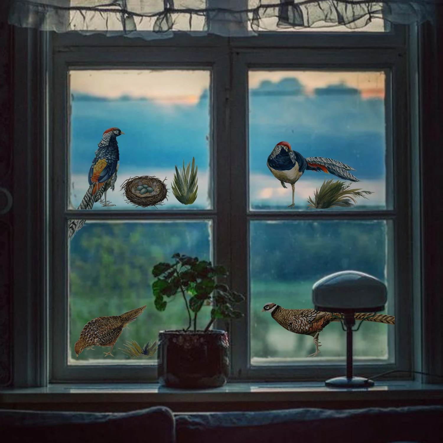 Funlife vintage british country pheasant  window sticker Window modification electrostatic no glue window film SEUK029