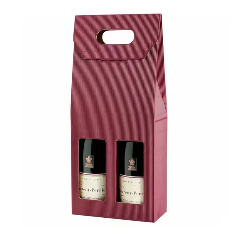 Wholesale Custom Logo Red Wine Bottle Gift Cardboard Shipping Corrugated Paper Boxes Wine Packaging Box With Window