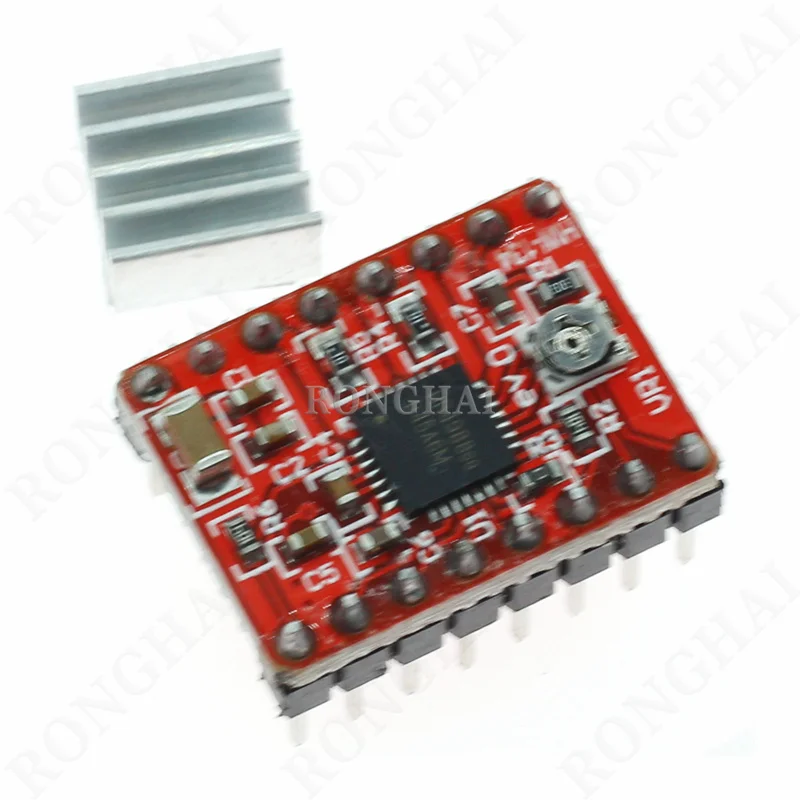StepStick Stepper Motor Driver A4988 with Heat Sink for Reprap 3D Printer Part Red Green PCB Heatsink Stepper Motor Driver A4988