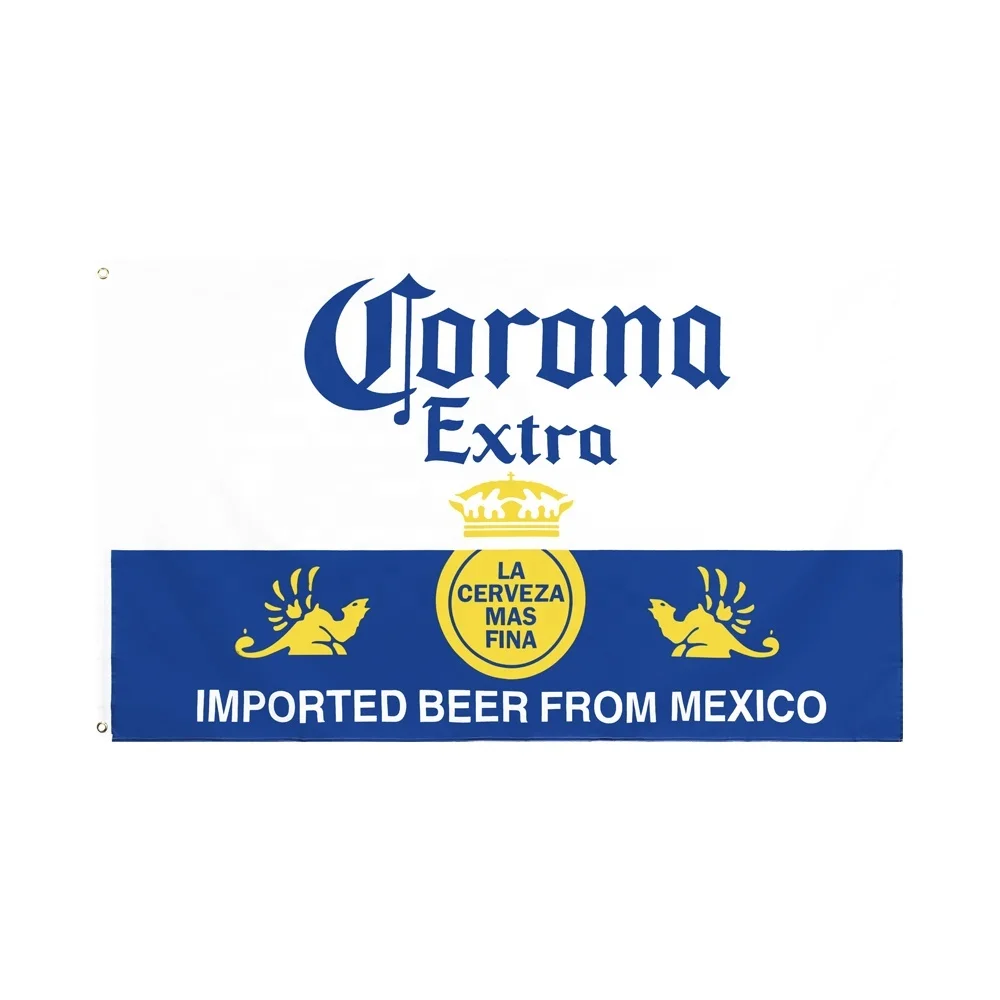 Custom 100% Polyester  90*150cm Corona Extra Beer Flag For Decoration