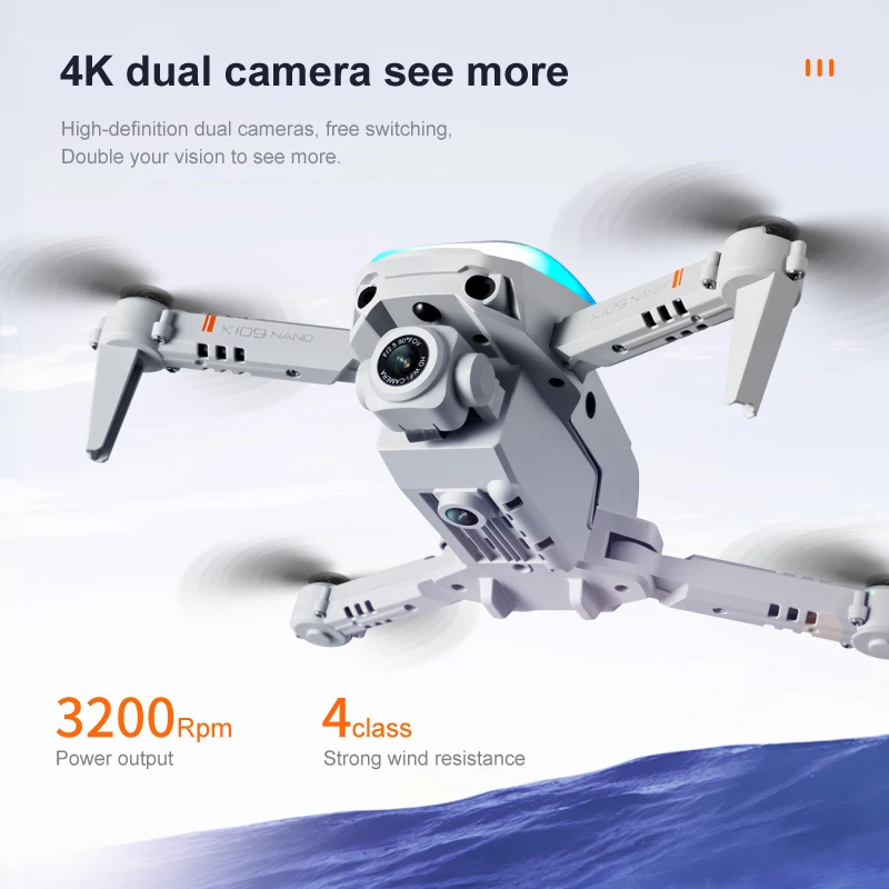 Flyxinsim K109 Nano Pocket Drone Camera,Small Drone Wifi With Camera,4K Mini Pocket Drones Toys