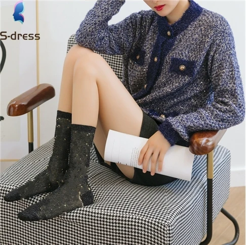 2023 Socks Factory Custom Logo Gg Glitter Socks Fashion Luxury Brand Designer Diamond Women G Socks In Syock
