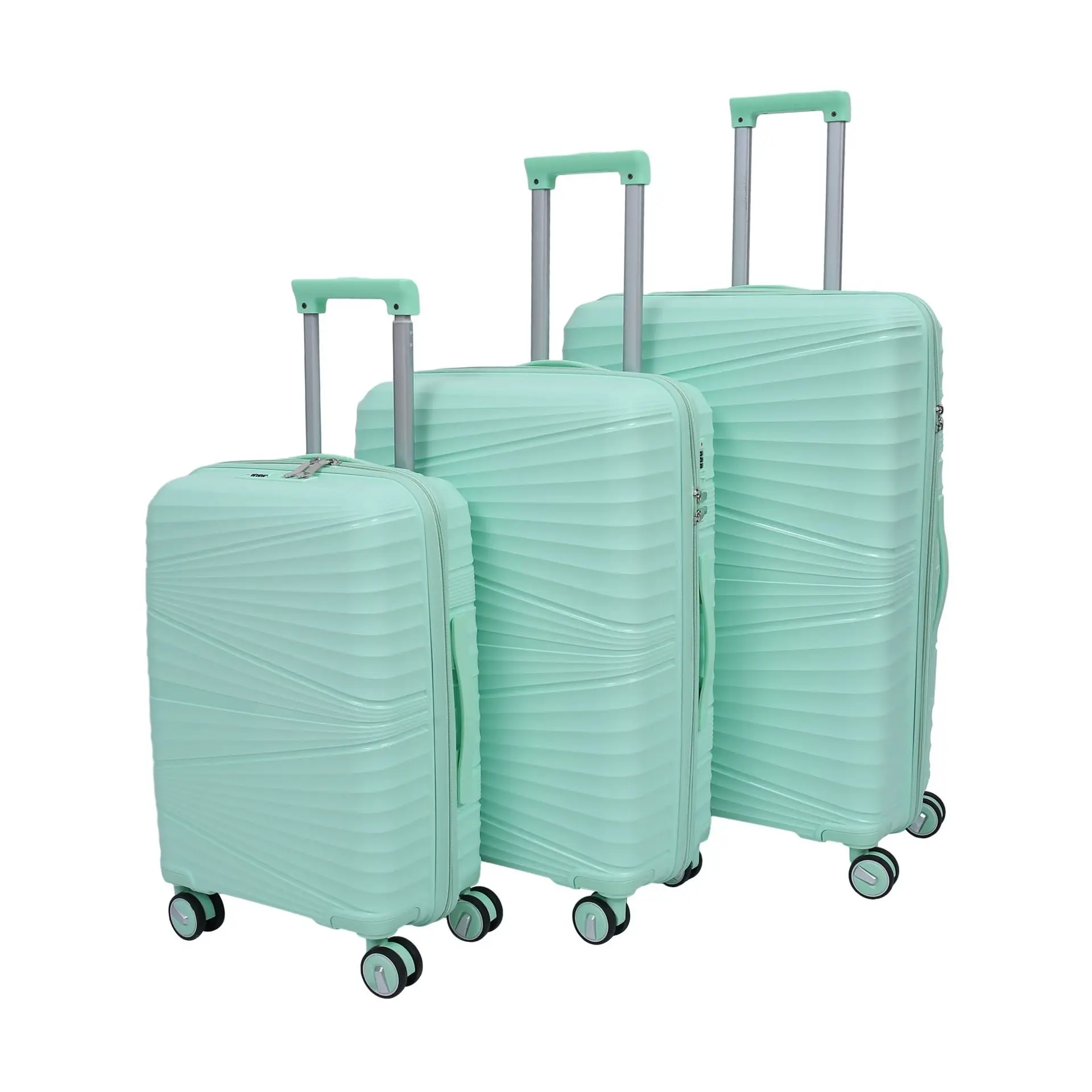 Fashionable Made in China high strong flexibility pp hard trolley luggage suitcase set