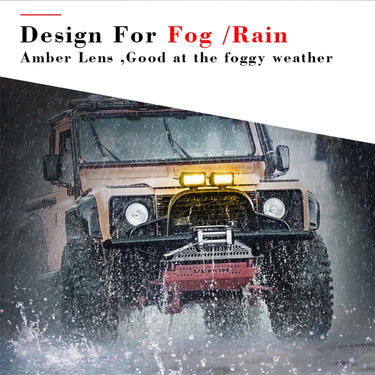 2 Pack Quad Row Triple Row Amber Color 12V 5 Inch 35W Trailer Reverse Lights