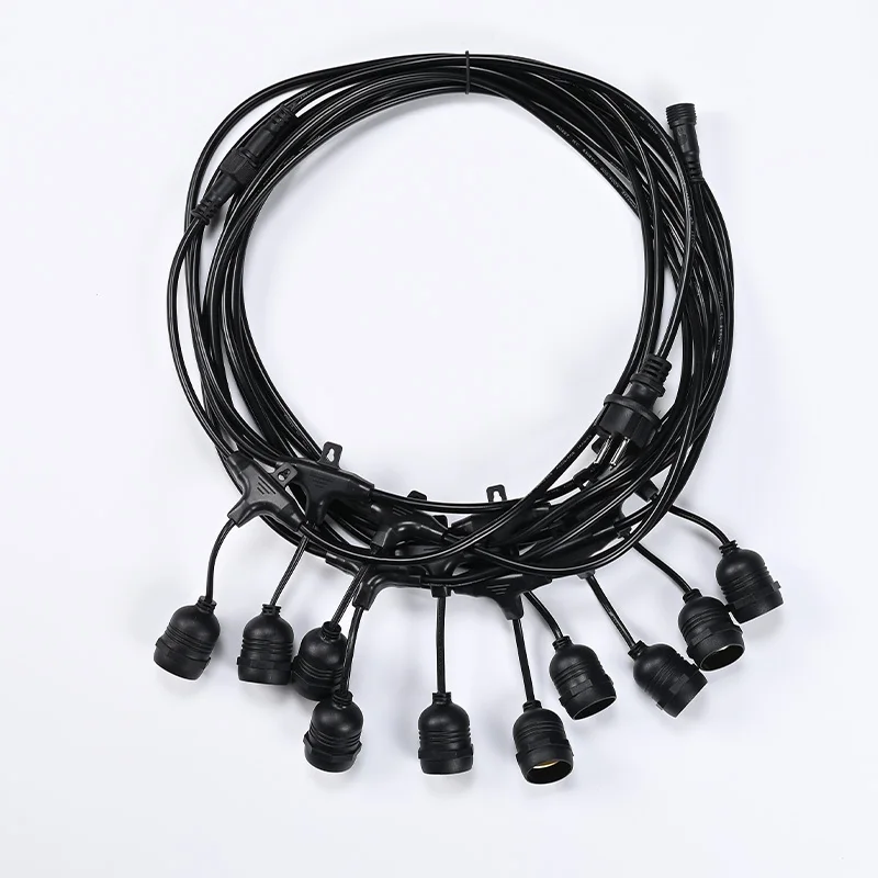 5M 100M Outdoor String Lights E27 Lamp Holder Socket Patio Lights Plug IP65 Waterproof Hanging String Light Wire Without Bulbs