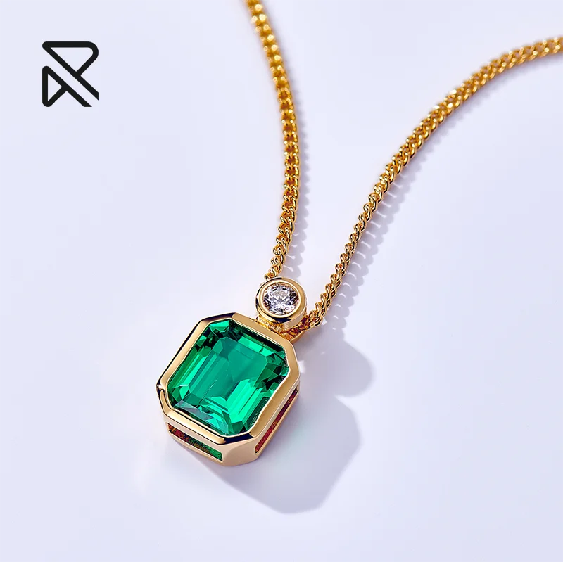 Silver  18k pvd gold  emerald necklaces woman  jewelry plated perfume geometric  wedding  queen necklace