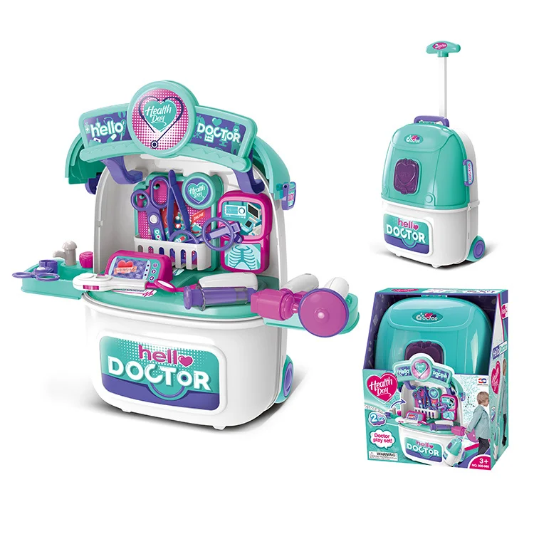 Hot Sale Luggage Simulation Medical Trolley Case Operating Table Pretend Play Doctor Toy Set For Kids