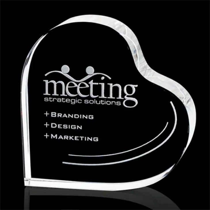 Luxury custom made heart shape acrylic trophy /awards