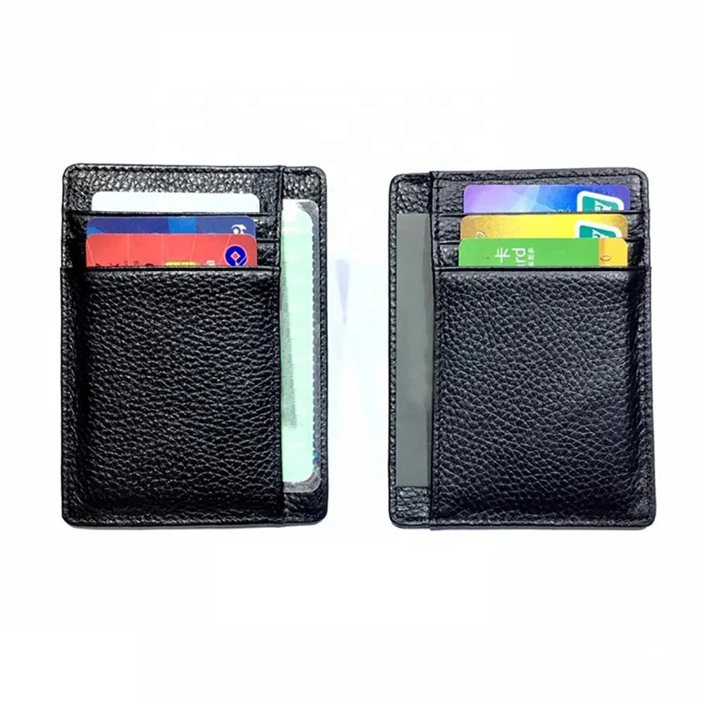 Custom Slim Minimalist Wallet Mens Women Pocket Purse Genuine Leather Card Credit Holder Wallet