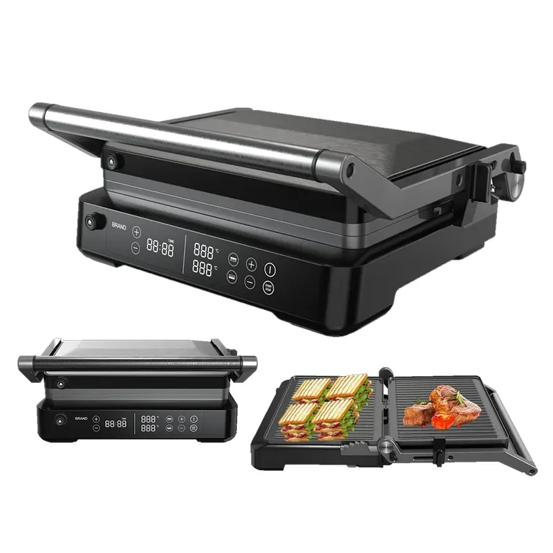 Whole flat non-stick panini griddle grill electric contact grill machine steak beef cooking roaster stove Electric Contact Grill