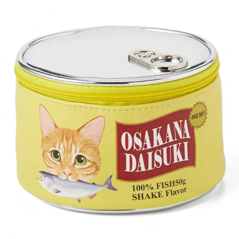 
Cute simulate cat food can shape cosmetic pouch PU makeup bag kitty fun tin travel bag 