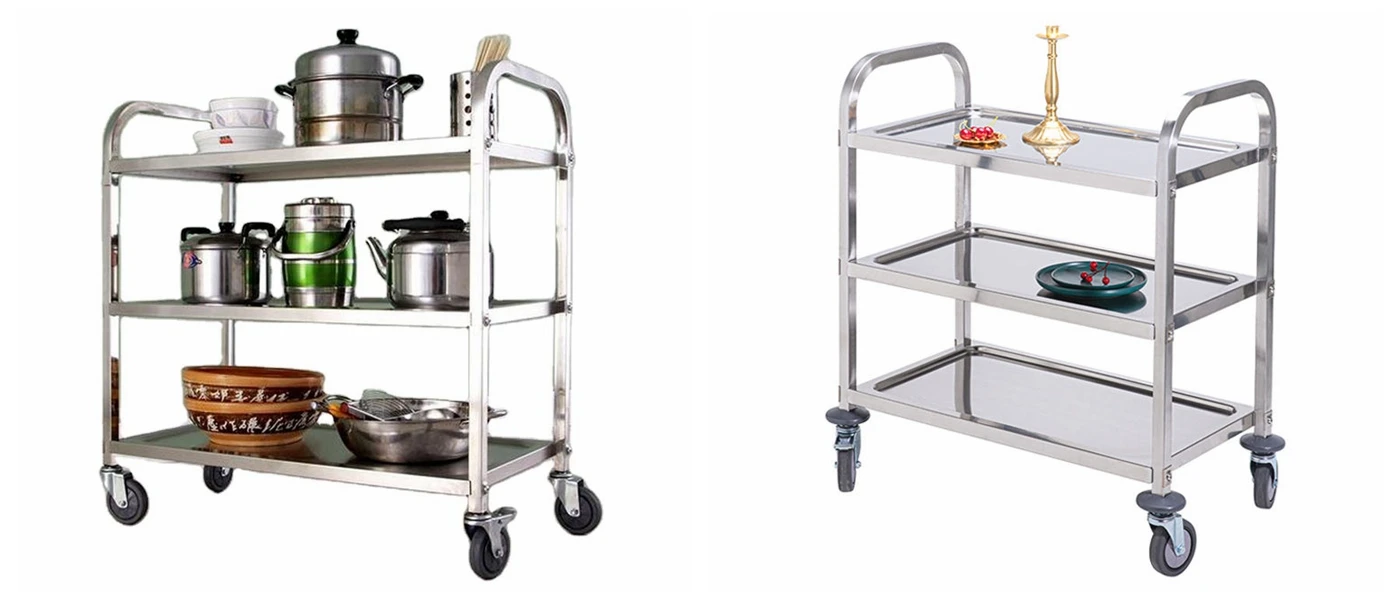 Service Airline Catering Trolley hotel trolley square tube 4-tiers  Service Food Transport Cart delivery cart