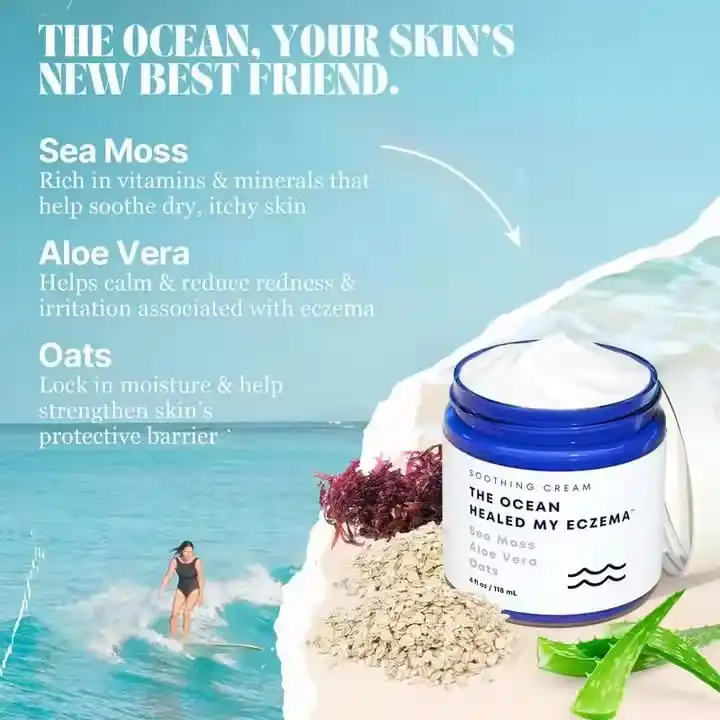 Wholesale All Natural Eczema & Psoriasis Treatment Soothing Cream Hydrating With Sea Moss Aloe oats skincare Fragrance Free