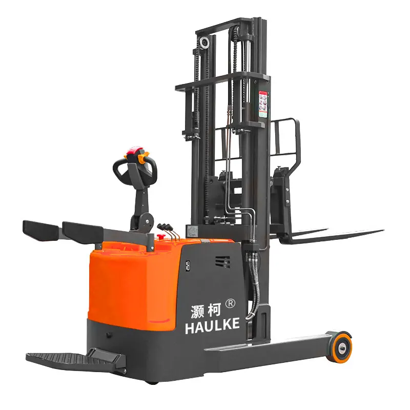 Factory direct selling station driving forward lifting hydraulic legless forklift full electric stacker for warehouse use