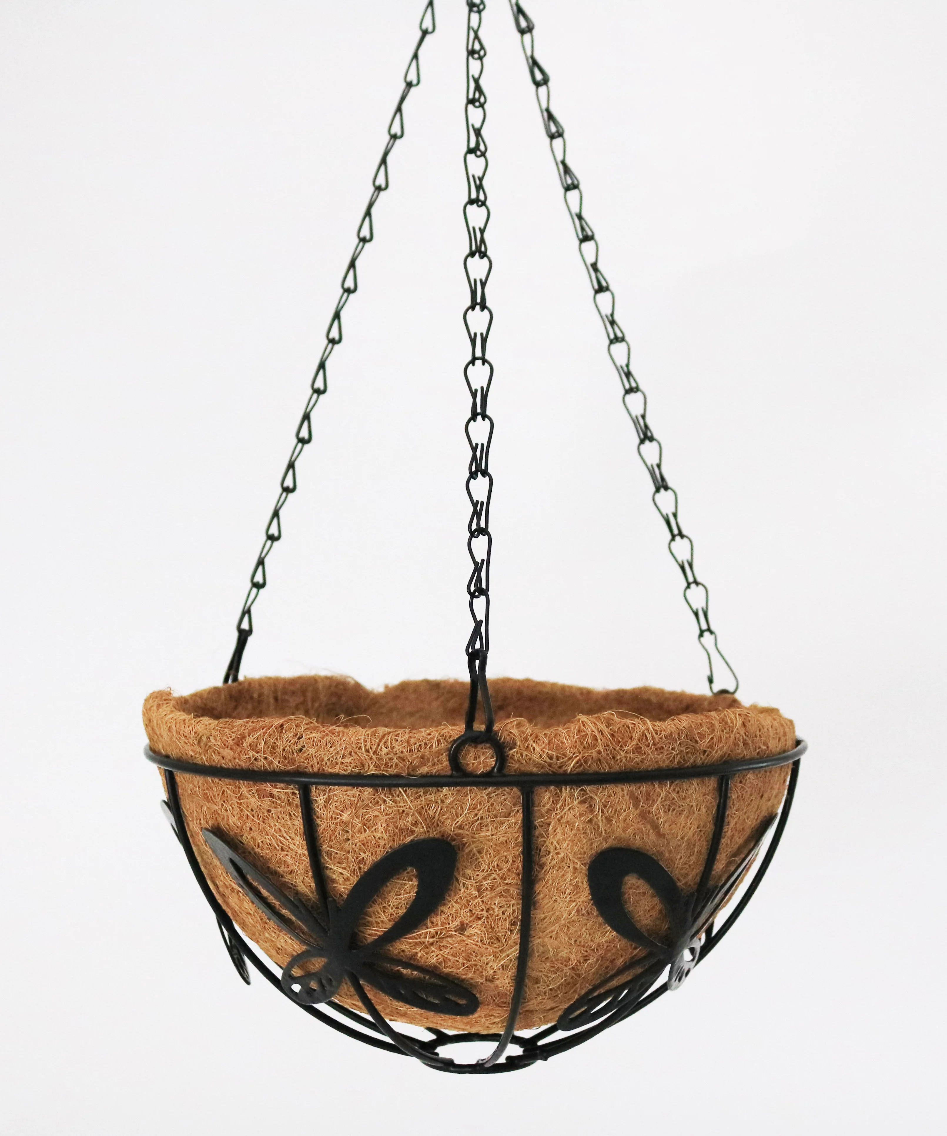 10/12 metal iron wire round hanging garden flower raised planter basket chain holder substitutable coco coir liner