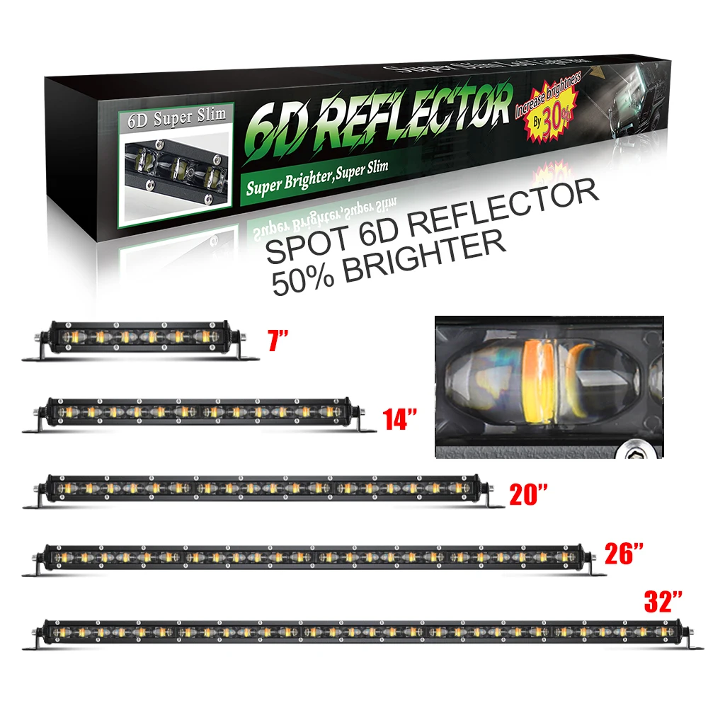 E Mark Slim 8 14 20 26 32 дюйма двухцветный Hid гриль Автомобильный светодиодный бар высокая мощность 60 Вт 120 180 240 300 6D 4x4 внедорожный