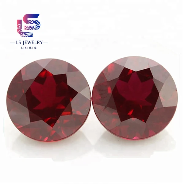 Synthetic Round Brilliant Cut Ruby Gems red corundum High Quality