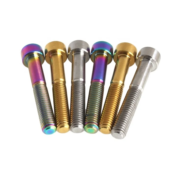 gold rainbow anodize burnt din912 M6 Ti-6al-4v GR5 titanium screw titanium bolt for sports