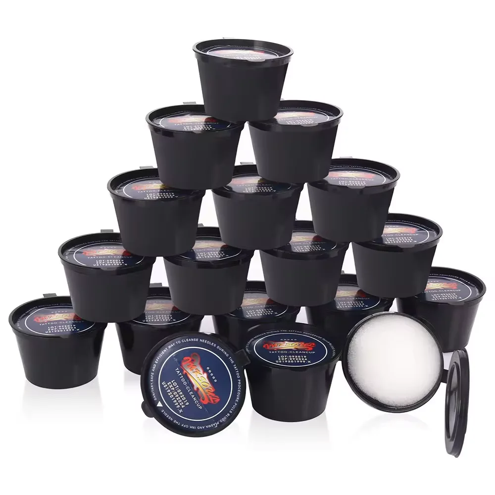 18pcs Disposable Dip Foam Rinse Dip Caps Cups Tattoo Cartridge Needles Clean Supplies Cleaning Tattoo Cup Caps