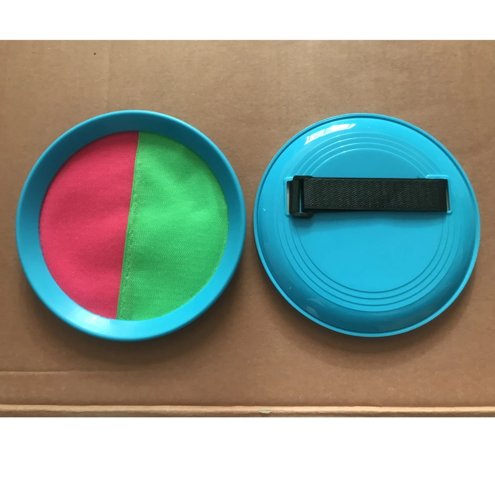 OEM plastic toss toys 6 rackets 3 balls blue color beach sporting throw game sticky paddle catch ball set hang pack