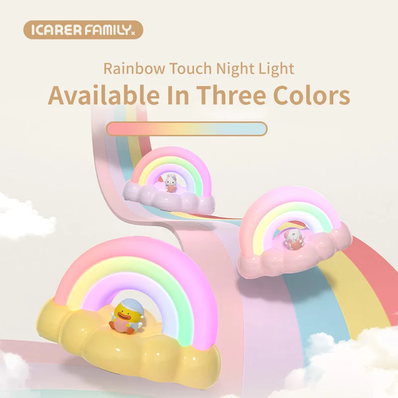 ICARER FAMILY Smart Night Light Smile Rainbow Desk Lamp For Home 5V Battery Night Light
