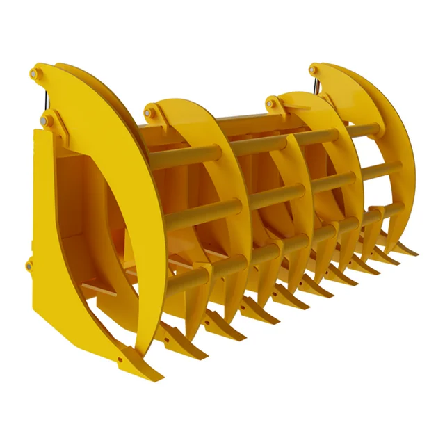 Farm tractor front end loader with log grapple