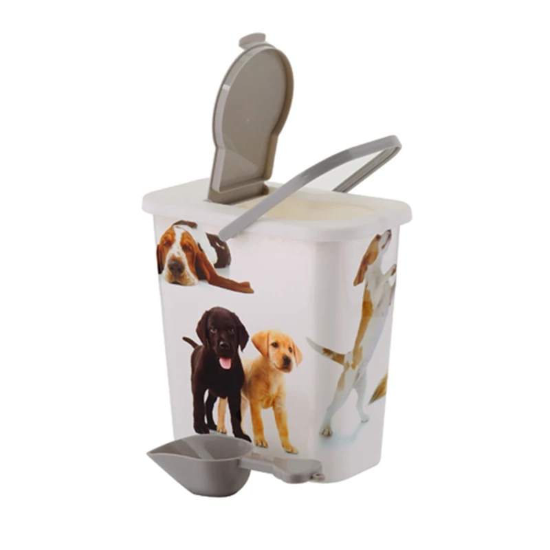 
SA-2060 Manufacturer Plastic Tin Cat Pet Dog Food Storage Container With Spoon 