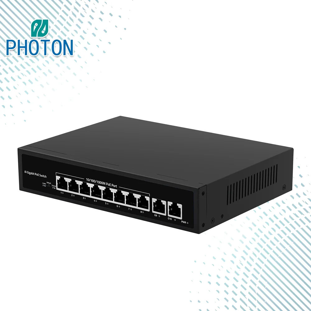 8 Port Gigabit Poe Port and 2*Gigabit Uplink Ethernet Port  Poe Switch for Ip Camera  Poe Switch