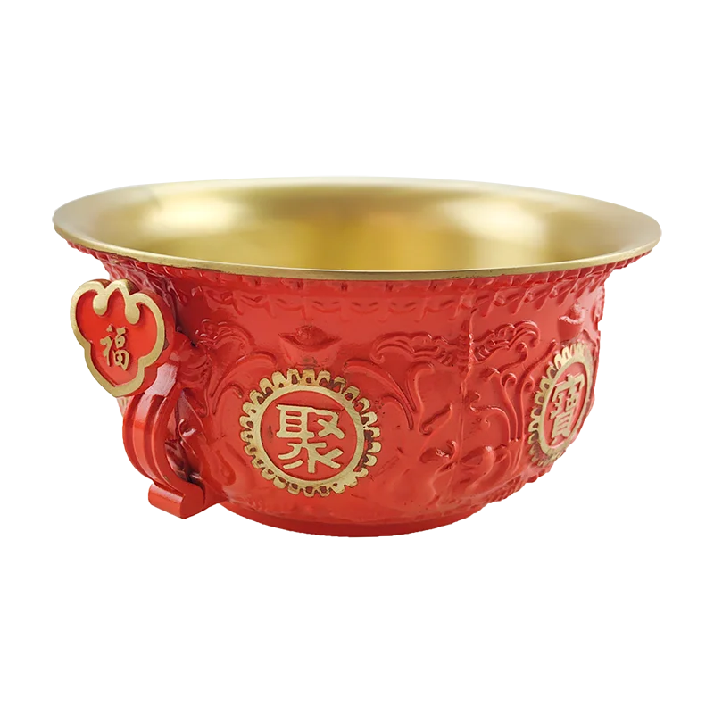 Customize design home fortune ornament metal product Chinese traditional copper gold rich brass bowl fengshui ornaments product