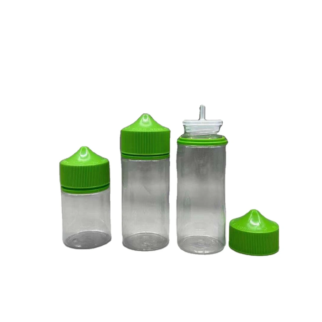 hot sale 60ml fat short clear black pet e liquid bottle with childproof cap in Malaysia