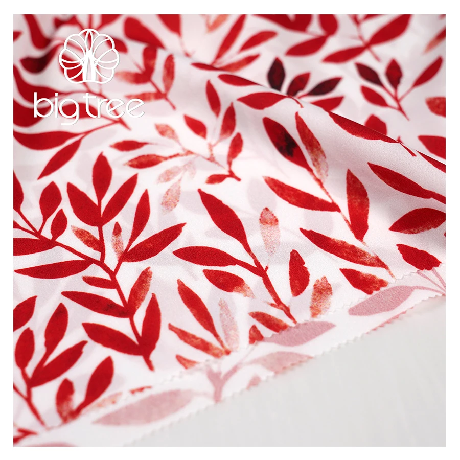 Customized Design ITY CDC Leaf Digital Print Soft and Smooth Woven 100% Polyester Fabric for Ladies Clothing