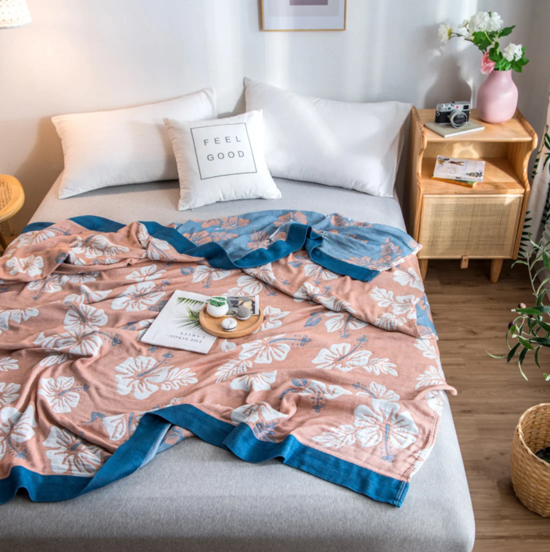 60% Bamboo 40% Cotton Knitted Large Towel Bed Sheet Thin Quilt Sofa Blanket