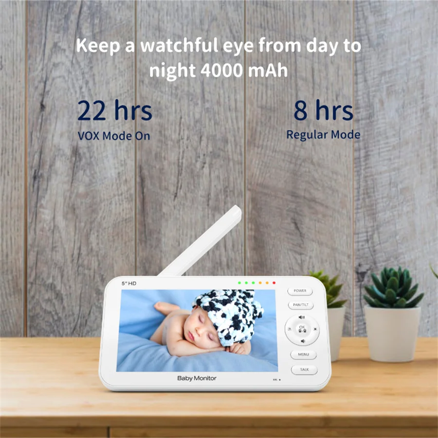 5,0 дюймов 720P HD ночное видение, 2х сторонняя связь Smart зум детский спальный монитор PTZ Видео няня