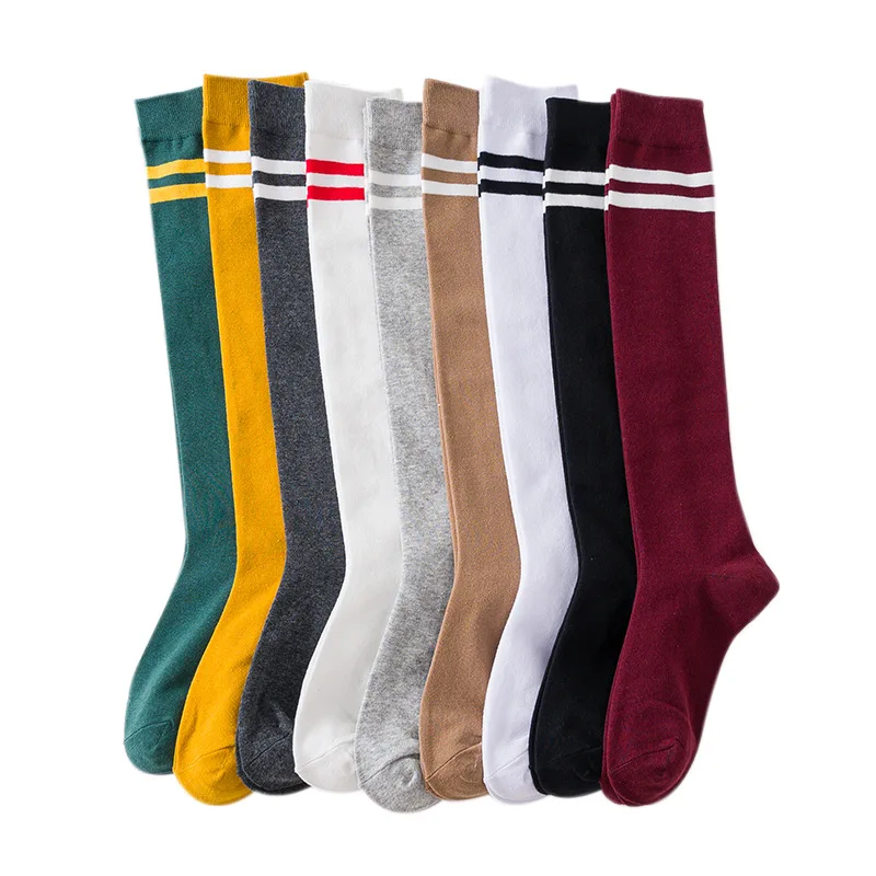 Kids Knee High Socks Girls Boys Football Stripes Cotton Sports School White Socks Children Baby Long Tube Socks