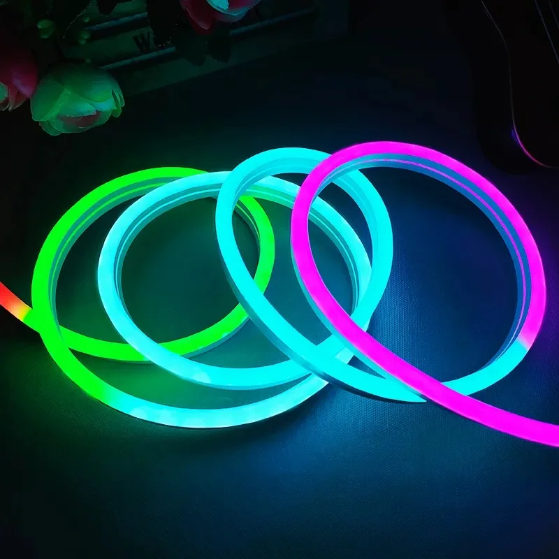 IP67 Silicone LED Neon Decorations Flexible 10*23mm Side 24V PCB Led Neon Rope Light Blue Green Neon Tube Lamp Bod