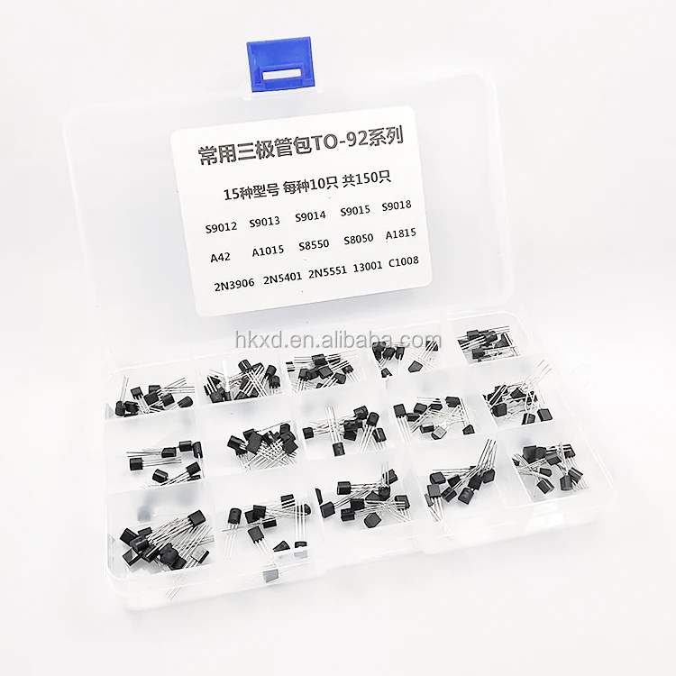 Набор транзисторов S9012 S9013 S9014 S9015 S9018 A42 A1015 S8550 S8050 A1815 2N3906 2N5401 2N5551 13001 C1008, 15 значений