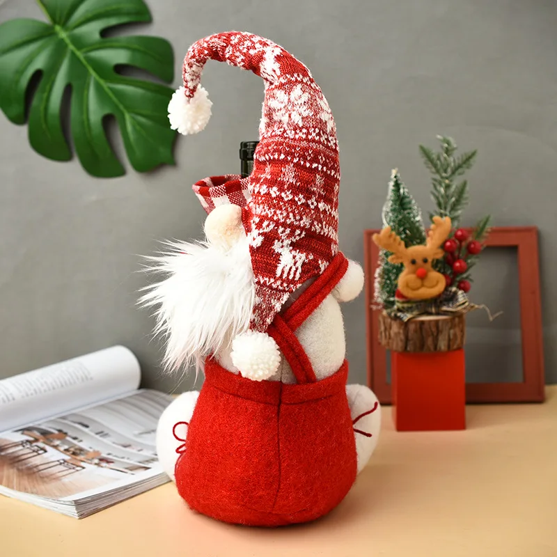 2022 new cartoon cute christmas doll bottle set popular christmas plush gnome doll wholesale